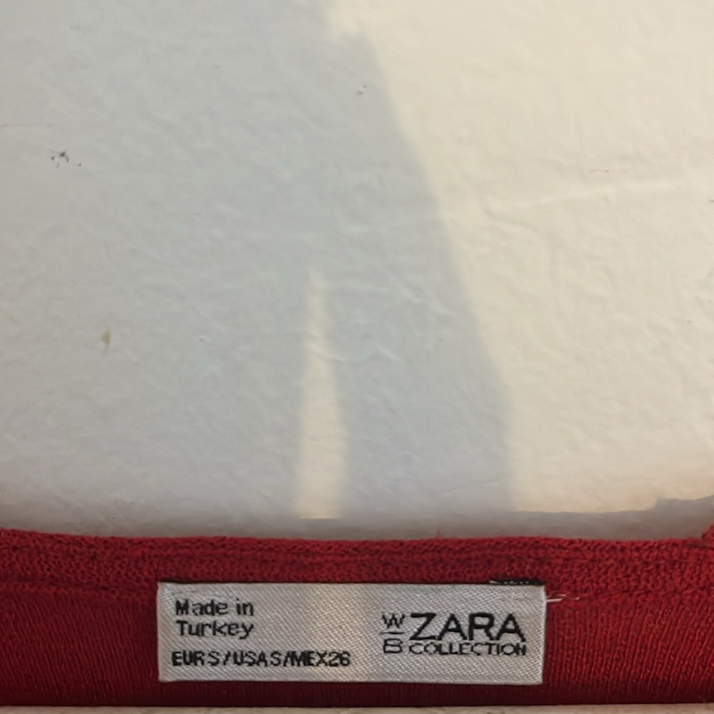 ZARA Red Ruffle Long Sleeve Blouse - Picture 2 of 4